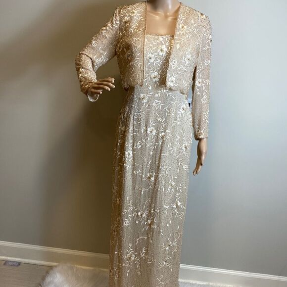 Montage Collection by Mon Cheri bolero with maxi dress, size 6P.